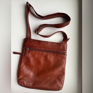 Osgoode Marley Brown Leather Crossbody Travel Bag